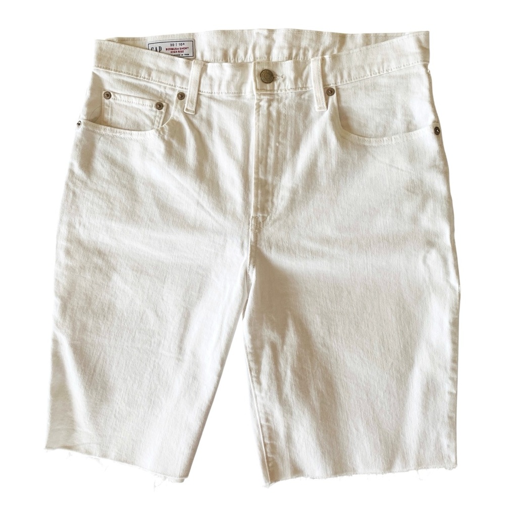 GAP Bermuda High Rise White Denim Jean Shorts 30/10r